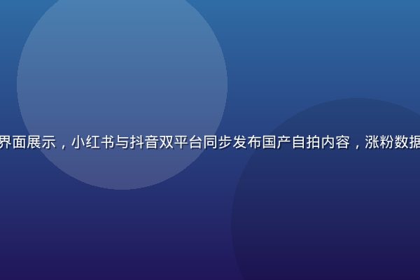 社交媒体发布界面展示，小红书与抖音双平台同步发布国产自拍内容，涨粉数据图表上升趋势
